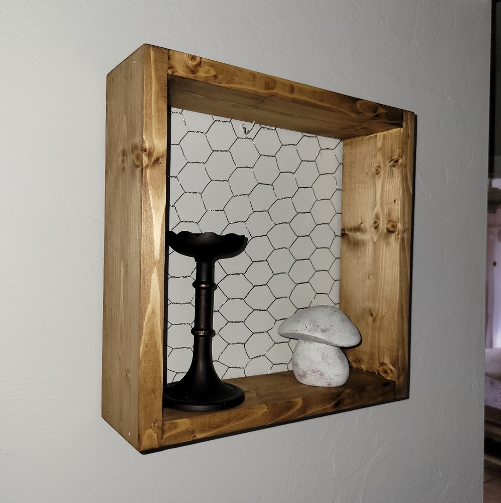 Handmade Farmhouse Chicken Wire Hanging Shadow Boxes 12x12 (Pair) - Picture 2 of 5